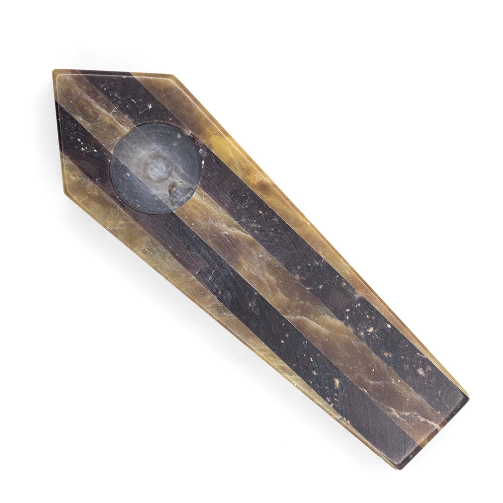 PIPE - SOAPSTONE 9CM COFFIN SHAPE WITH 5 STRIPES The Bong Shop