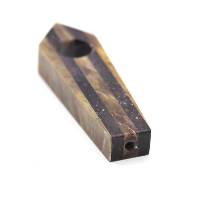 PIPE - SOAPSTONE 9CM COFFIN SHAPE WITH 5 STRIPES The Bong Shop
