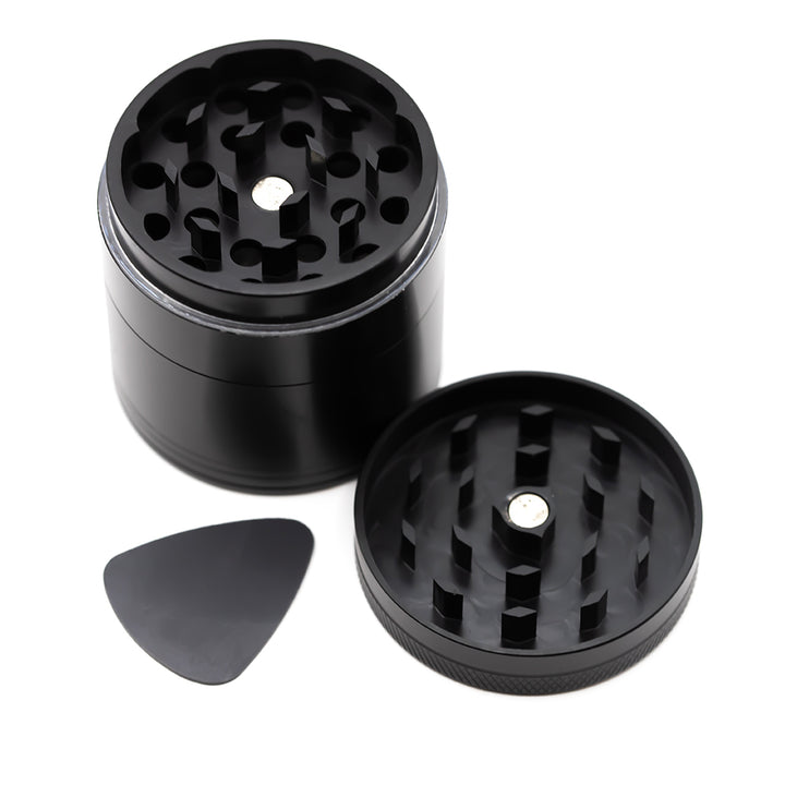 Four-Part Aluminium Grinder with Removable Screen - Black (50mm) Waterfall