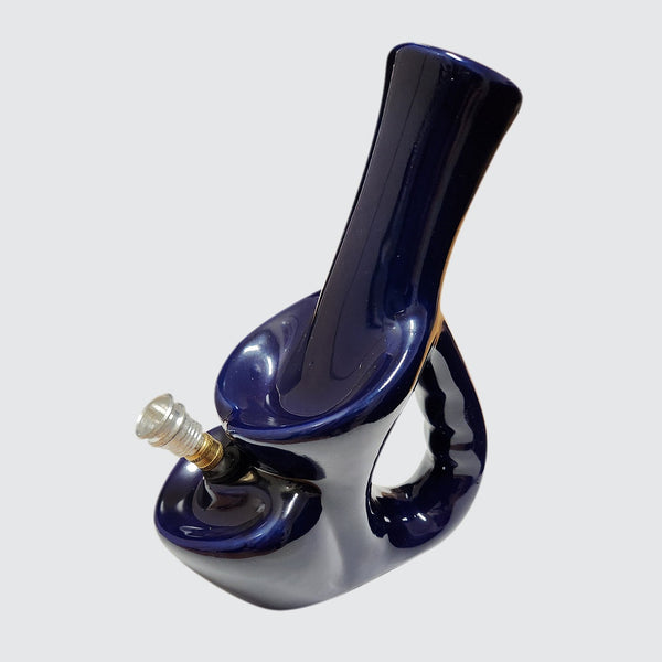 Handle Ceramic Bong - Blue 7 Pipe