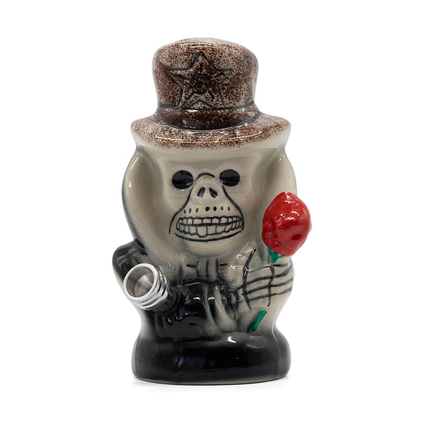 Slash Skull Ceramic Bong - Brown Hat The Bong Shop