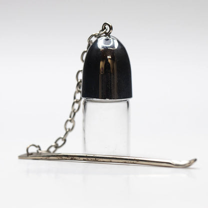 SNUFF VIAL WITH CAP AND SPOON SILVER 35mm BROWN OR CLEAR The Bong Shop