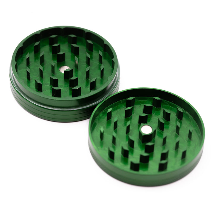 Green Two-Part Aluminium Grinder 63mm Waterfall