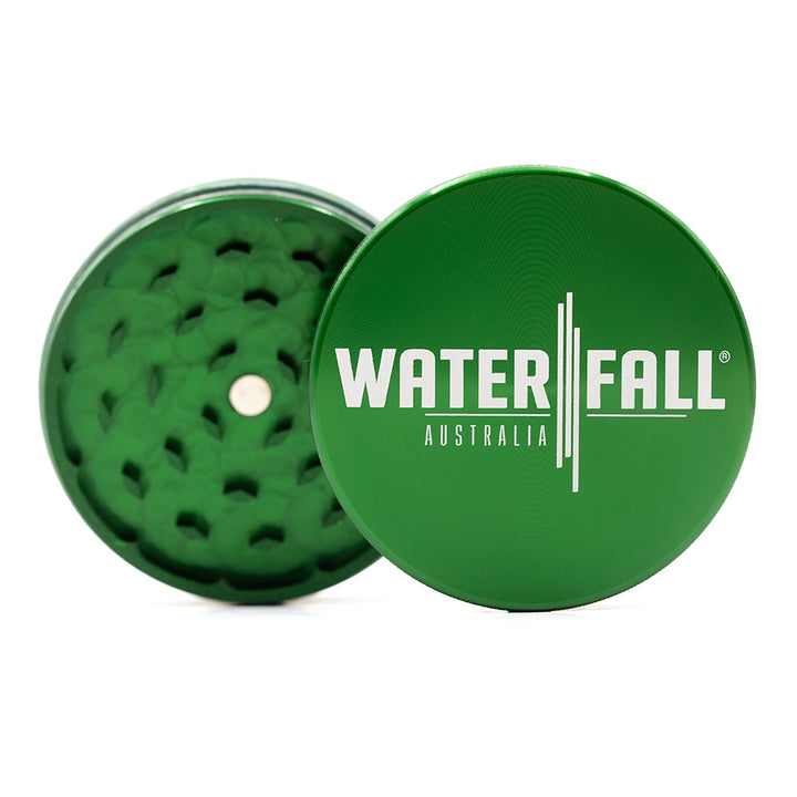 Green Two-Part Aluminium Grinder 63mm Waterfall