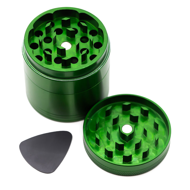 Four-Part Aluminium Grinder with Removable Screen - Green (50mm) Waterfall