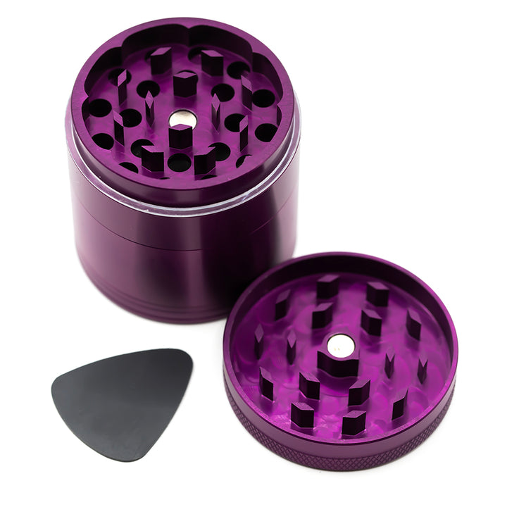 Four-Part Aluminium Grinder with Removable Screen - Purple (50mm) Waterfall