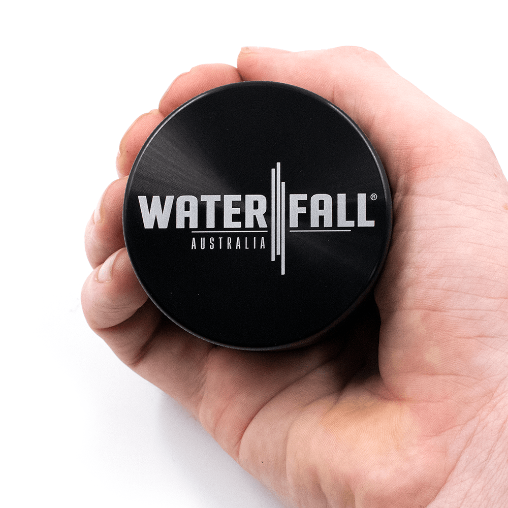 Four-Part Gloss Aluminium Grinder with Removable Screen 63mm Waterfall