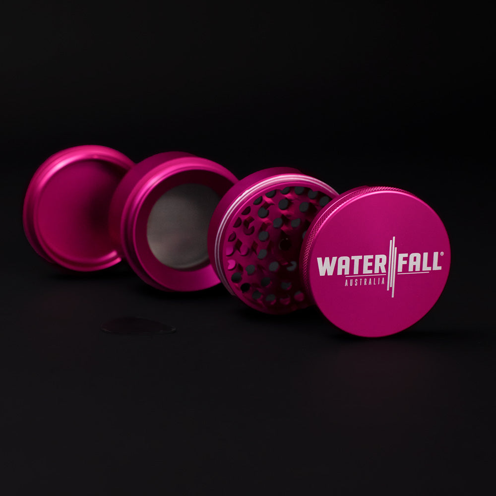 Four-Part Aluminium Grinder with Removable Screen - Gloss Blue (63mm) Waterfall