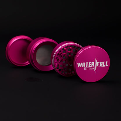 Four-Part Aluminium Grinder with Removable Screen - Gloss Blue (63mm) Waterfall