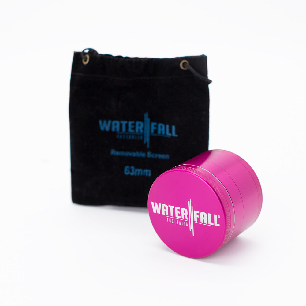 Four-Part Aluminium Grinder with Removable Screen - Gloss Blue (63mm) Waterfall