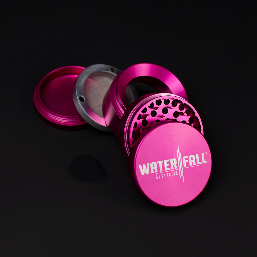 Four-Part Aluminium Grinder with Removable Screen - Gloss Blue (63mm) Waterfall