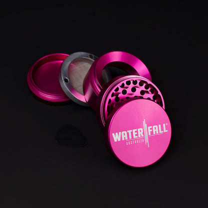 Four-Part Aluminium Grinder with Removable Screen - Gloss Blue (63mm) Waterfall