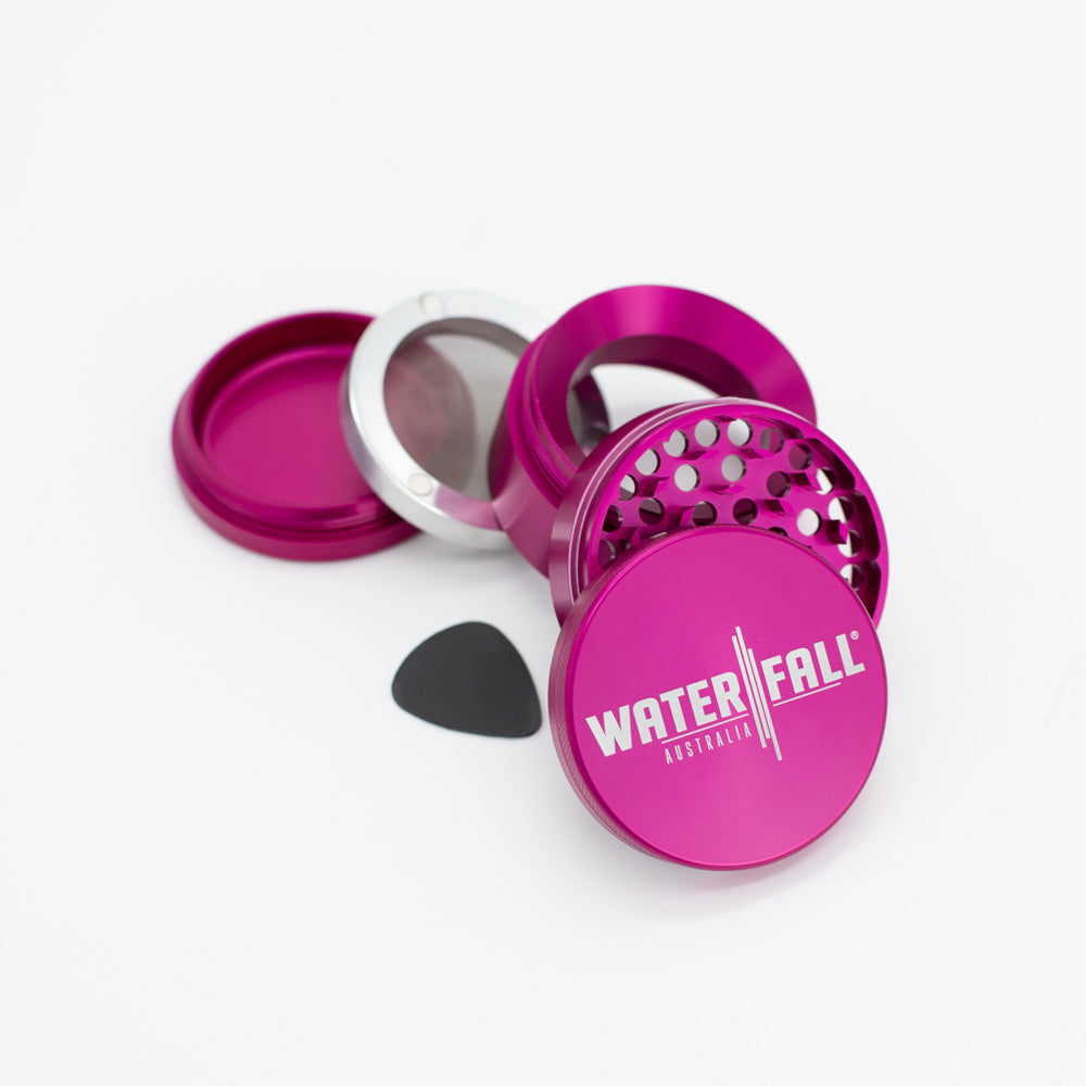 Four-Part Aluminium Grinder with Removable Screen - Gloss Blue (63mm) Waterfall