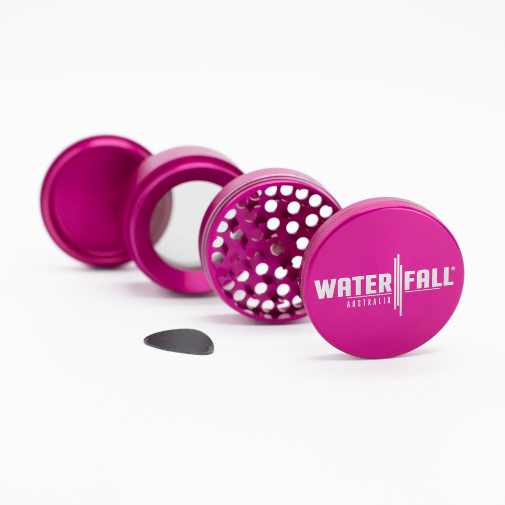 Four-Part Aluminium Grinder with Removable Screen - Gloss Blue (63mm) Waterfall