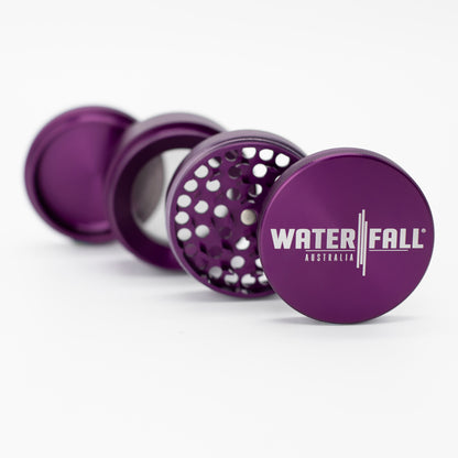 Four-Part Gloss Aluminium Grinder with Removable Screen 63mm Waterfall