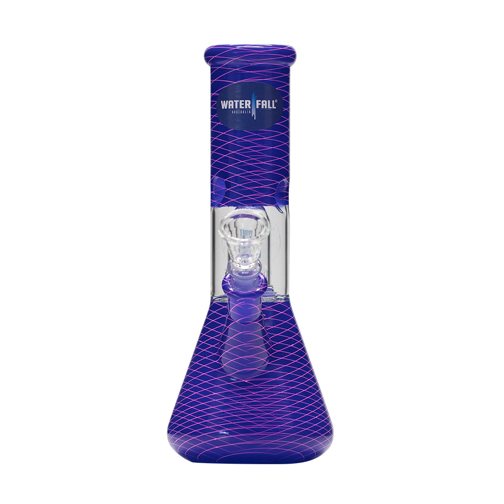 WATERFALL - MINI PERC GLASS BONG - PURPLE PINK CROSSHATCH – The Bong Shop