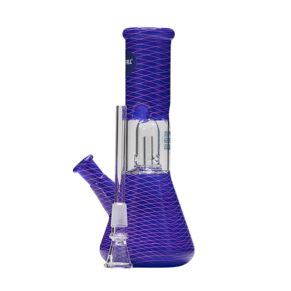 WATERFALL - MINI PERC GLASS BONG - PURPLE PINK CROSSHATCH – The Bong Shop