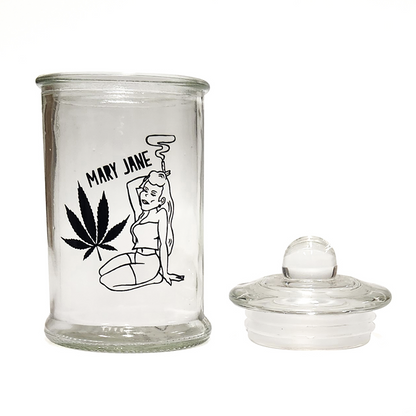 501506441 - STASH JAR - MARY JANE 150ML CLEAR GLASS JAR