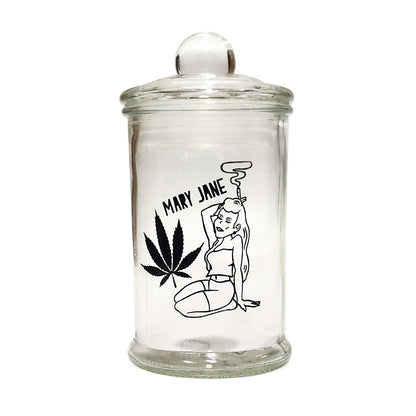 501506441 - STASH JAR - MARY JANE 150ML CLEAR GLASS JAR