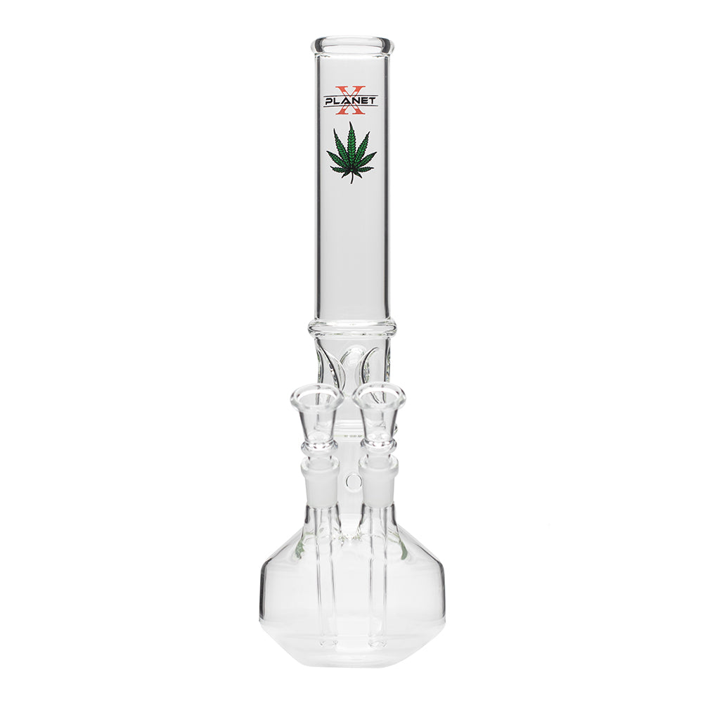 Stereo Double Cone Glass Bong - Leaf Decal Planet X