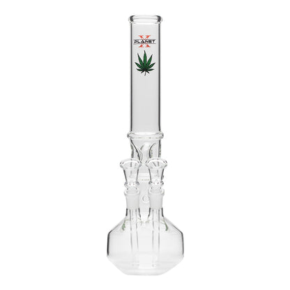 Stereo Double Cone Glass Bong - Leaf Decal Planet X