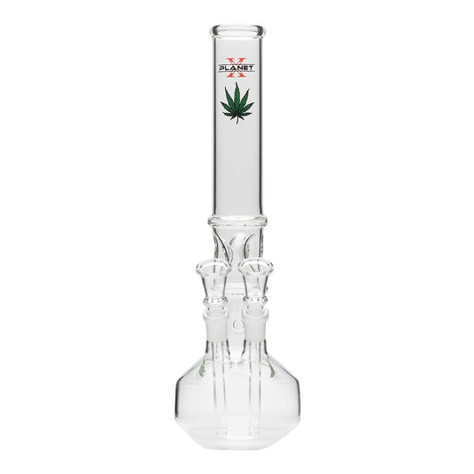 Stereo Double Cone Glass Bong - Leaf Decal Planet X