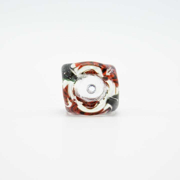 Square Black & Red Swirls Glass Cone - 18mm The Bong Shop