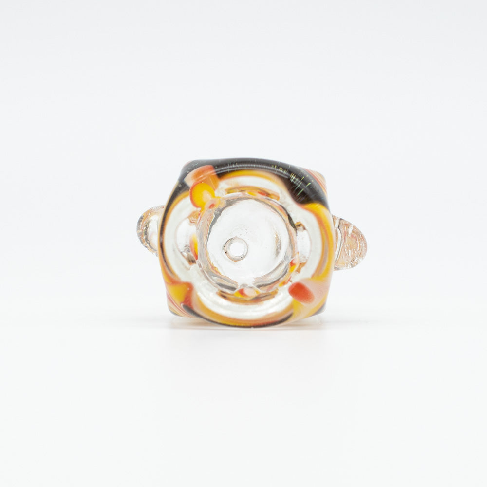Glass Cone - Square - Red, White & Yellow Swirls - 18mm The Bong Shop