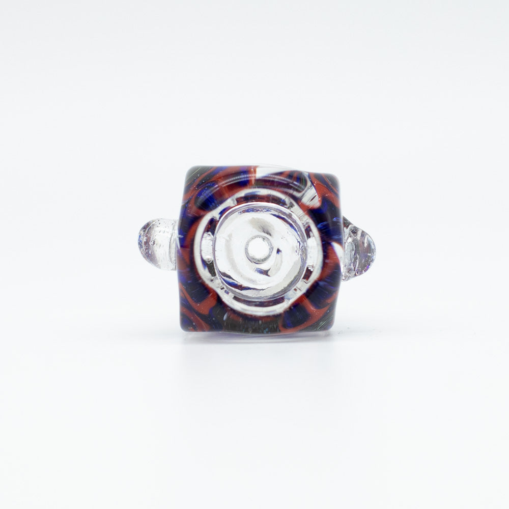 Glass Cone - Square - Red & Blue Swirls - 18mm The Bong Shop