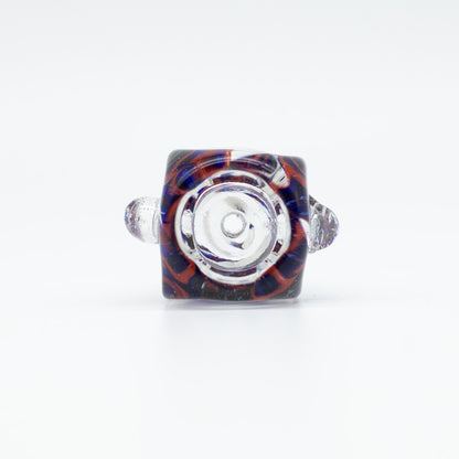 Glass Cone - Square - Red & Blue Swirls - 18mm The Bong Shop