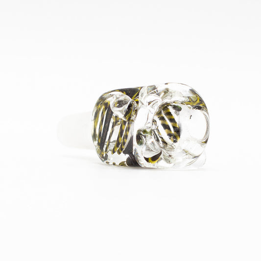 Glass Cone - Square - Black & Yellow Swirls - 14mm The Bong Shop