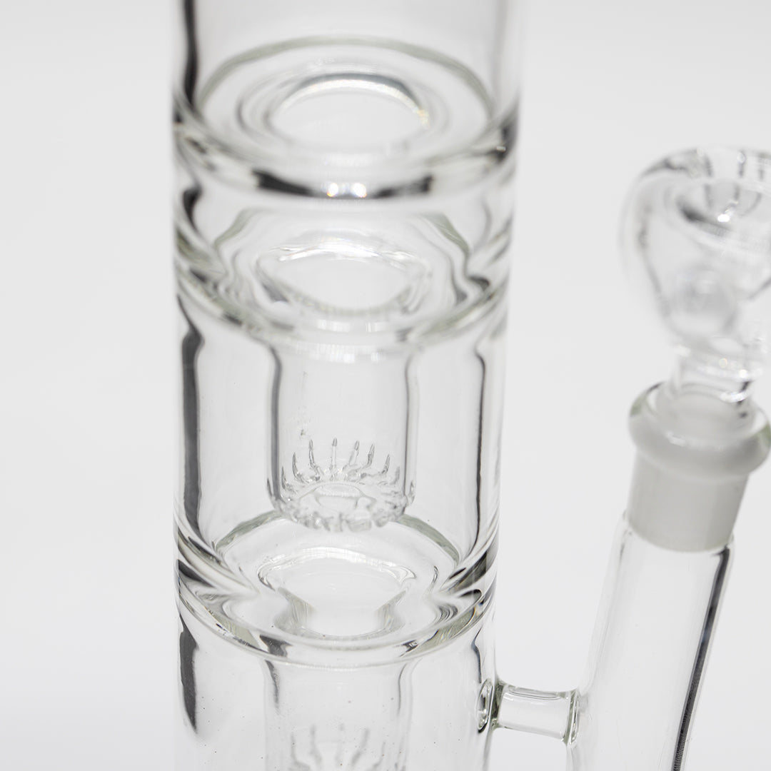 Titan Series Triple Trap Glass Bong Clear Cone (Deluxe Wooden Box Edition)