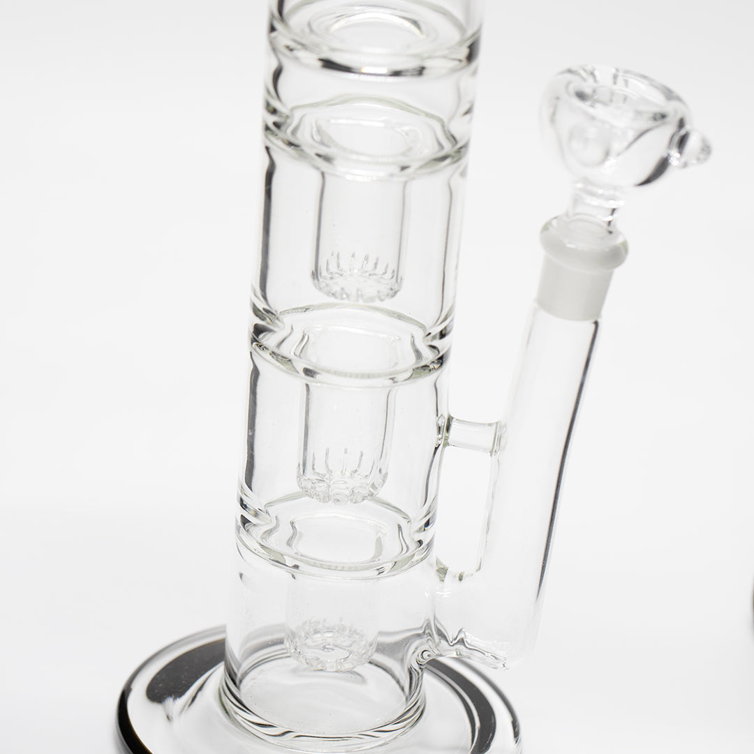 Titan Series Triple Trap Glass Bong Clear Cone (Deluxe Wooden Box Edition)