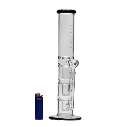 Titan Series Triple Trap Glass Bong Clear Cone (Deluxe Wooden Box Edition)