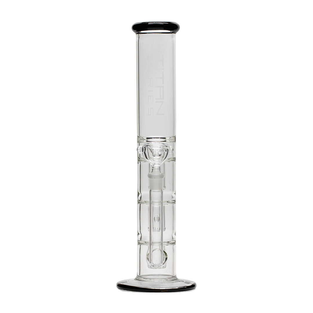 Titan Series Triple Trap Glass Bong Clear Cone (Deluxe Wooden Box Edition)