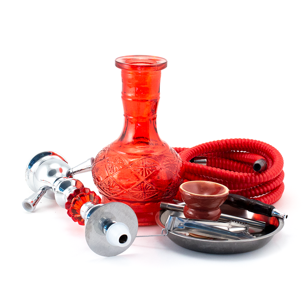 HOOKAH - 51cm 2 HOSE GREEN GLASS CHROME METAL GREEN CONE The Bong Shop