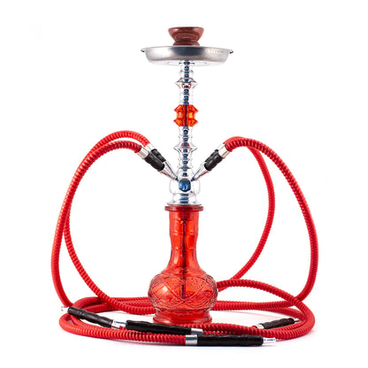HOOKAH - 51cm 2 HOSE GREEN GLASS CHROME METAL GREEN CONE The Bong Shop