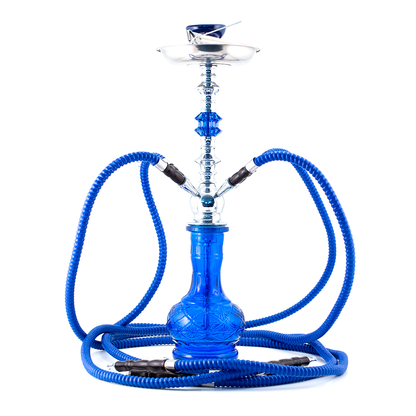 HOOKAH - 51cm 2 HOSE GREEN GLASS CHROME METAL GREEN CONE The Bong Shop