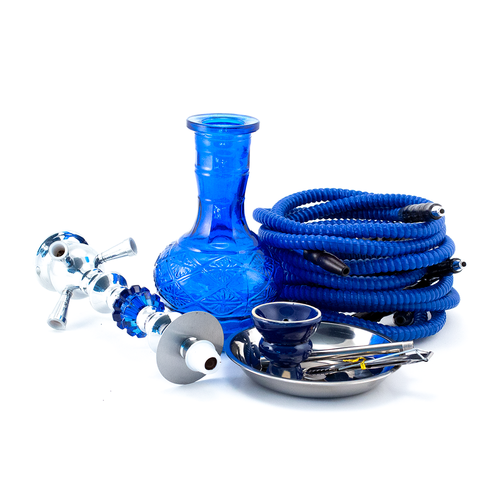 HOOKAH - 51cm 2 HOSE GREEN GLASS CHROME METAL GREEN CONE The Bong Shop