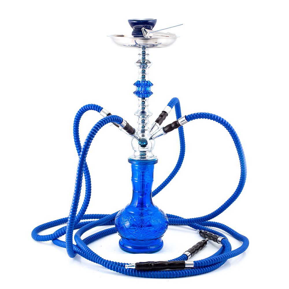 HOOKAH - 51cm 2 HOSE GREEN GLASS CHROME METAL GREEN CONE The Bong Shop