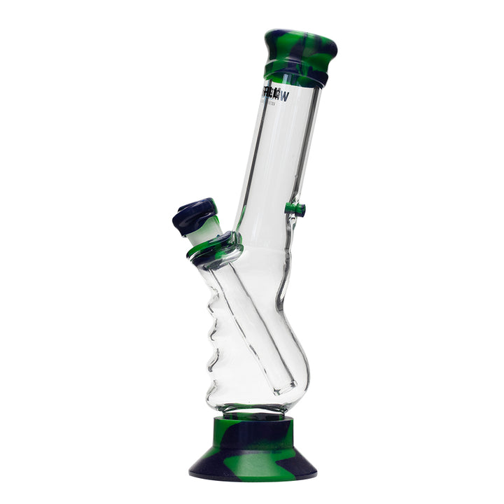 Waterfall Small Gripper Highbrid Series Glass Bong - Green/Blue Waterfall