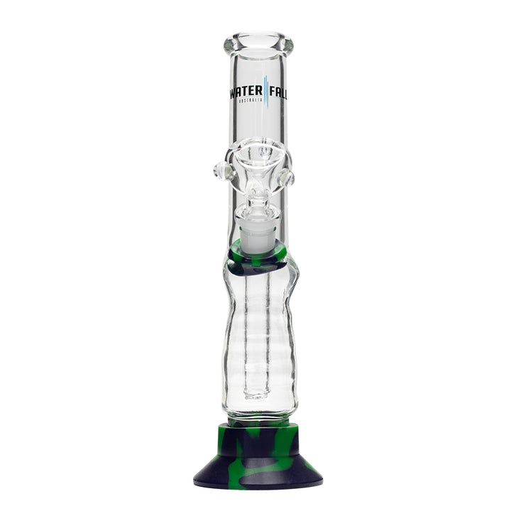 Waterfall Small Gripper Highbrid Series Glass Bong - Green/Blue Waterfall