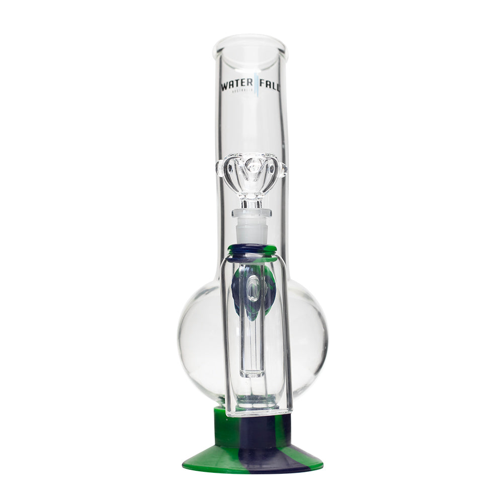 Waterfall Decimator Highbrid Series Glass Bong With Ash Catcher - Green/Blue Waterfall