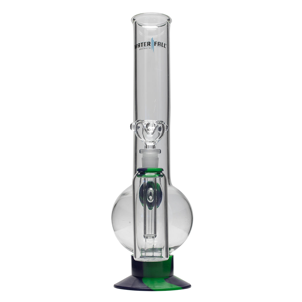 Waterfall Supernova Highbrid Series Glass Bong With Ash Catcher - Green/Blue Waterfall