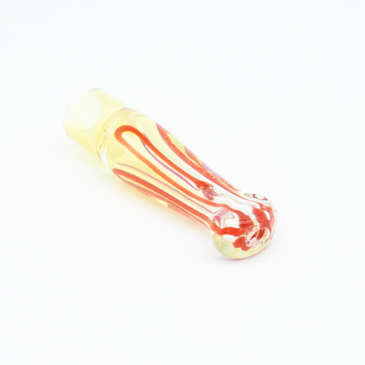 Cloudy Skies Glass Snorter - White & Red The Bong Shop
