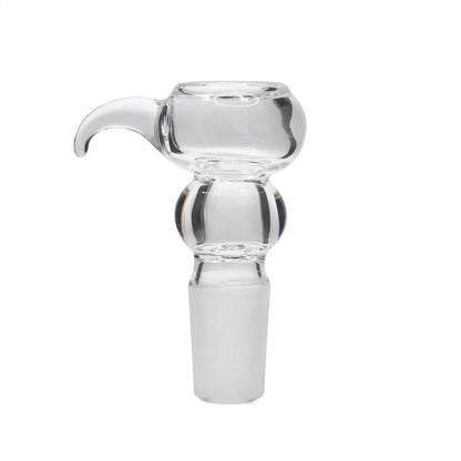 GLASS CONE LARGE DOUBLE BUBBLE CLEAR 18MM WITH CURVED HANDLE