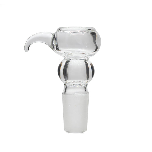 GLASS CONE LARGE DOUBLE BUBBLE CLEAR 18MM WITH CURVED HANDLE