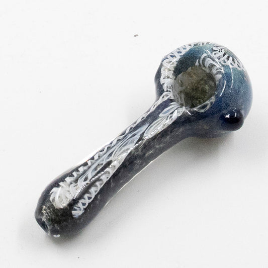 Twisted Pattern Dark Blue Glass Pipe The Bong Shop