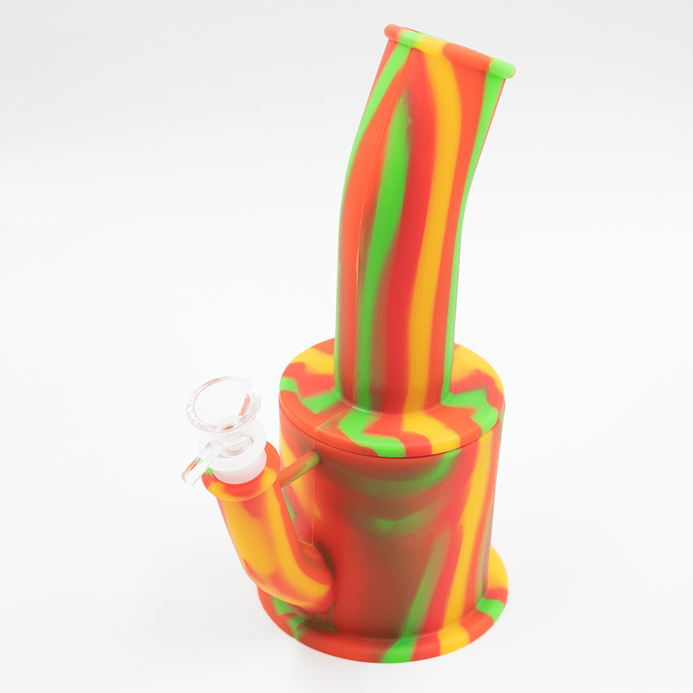 Bent Short Stack Silicone Bong - Black & Purple Planet X
