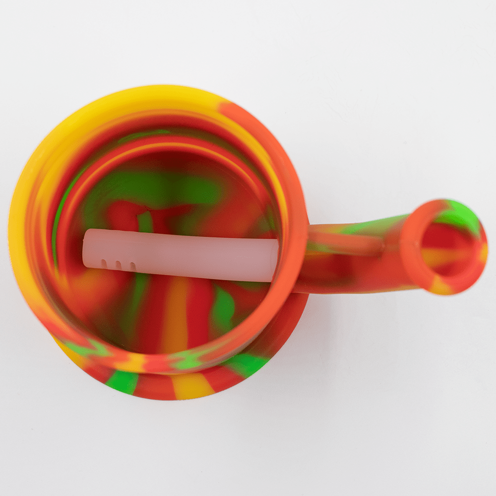 Bent Short Stack Silicone Bong - Black & Purple Planet X